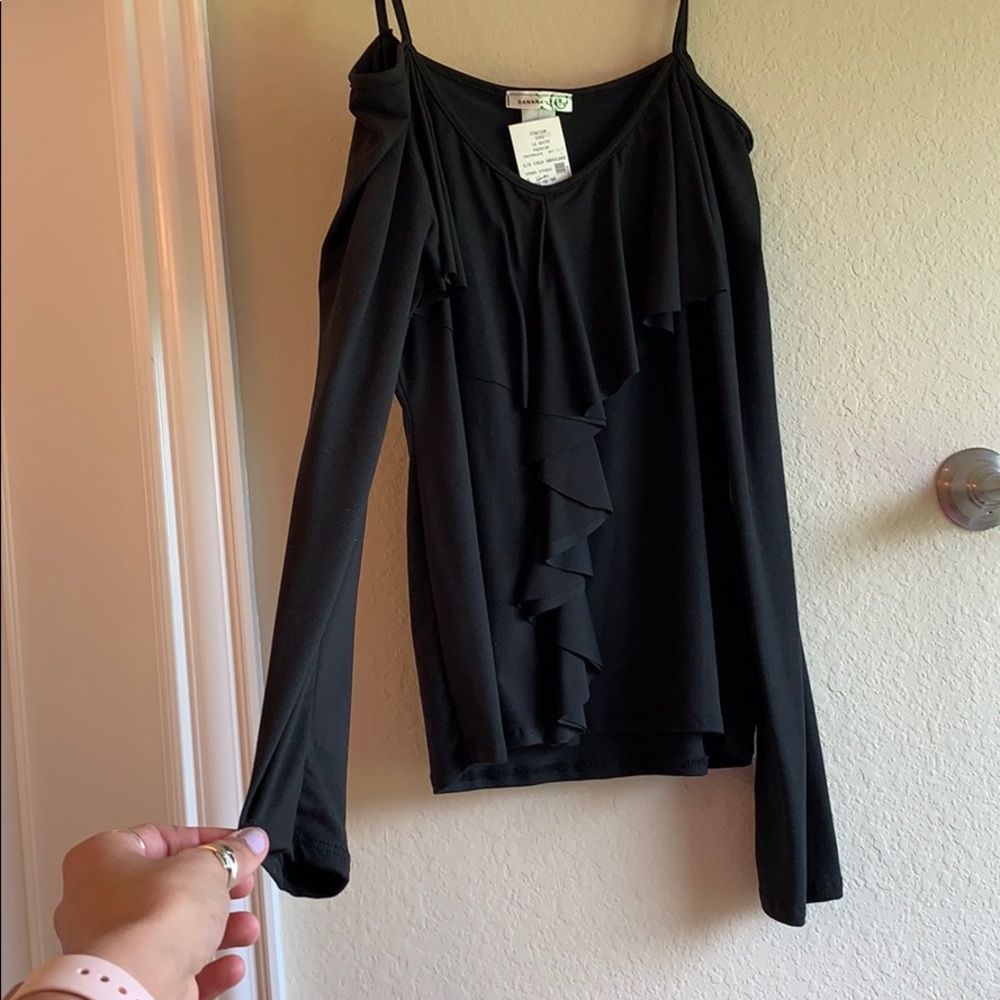 Black cold shoulder top